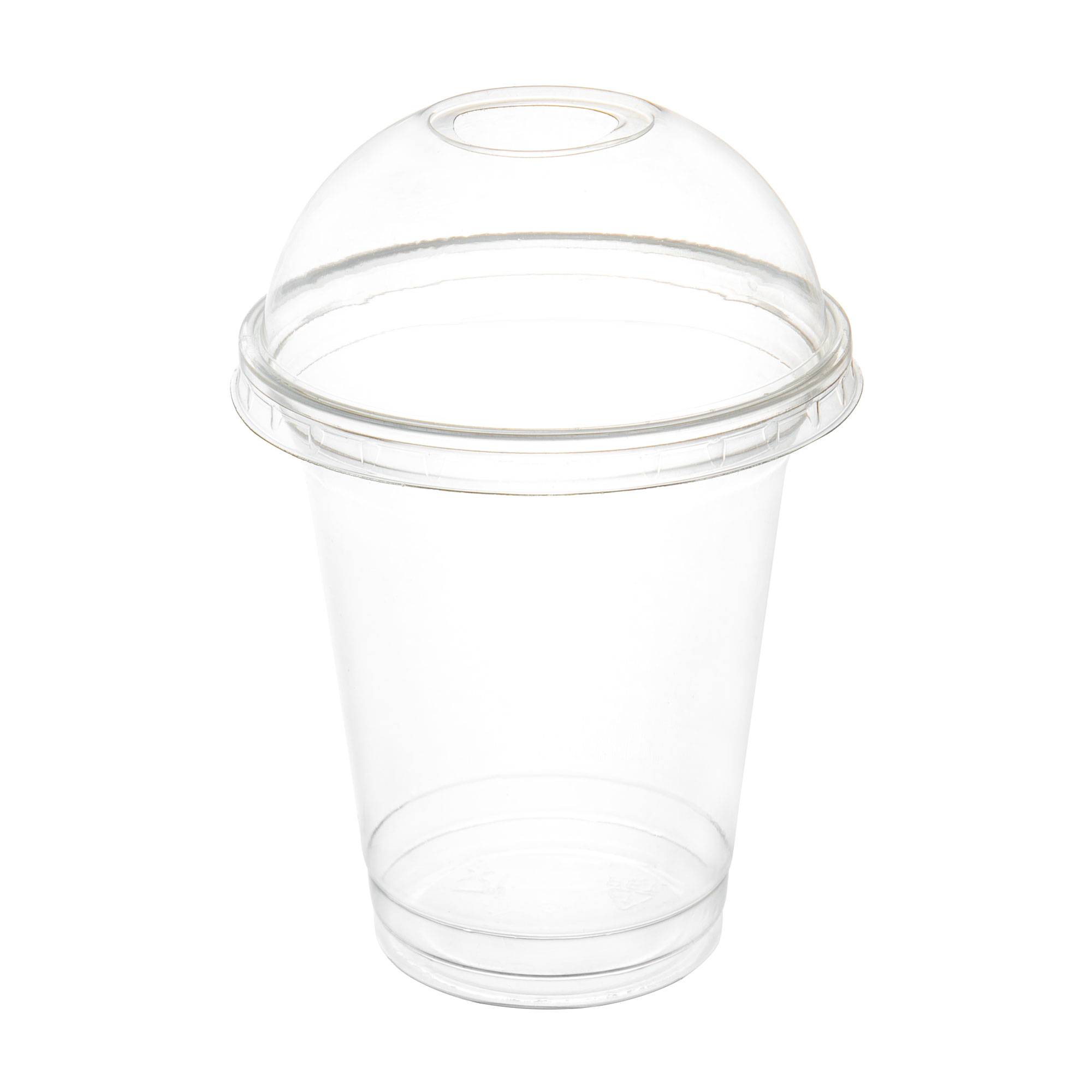 Пластиковий_стакан+кришка_1 Комплект стакан купольний 300мл 50шт + кришка купольна з отвором 50шт D-95мм - Зображення 1